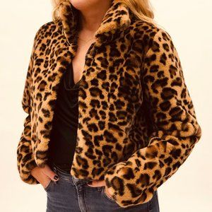 Faux Fur Animal Print Crop Jacket 55% off - New With Tags